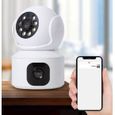 Caméra de surveillance intérieure HD 360 degrés - HQLS - Vision nocturne - Microphone et haut-parleur intégrés-2