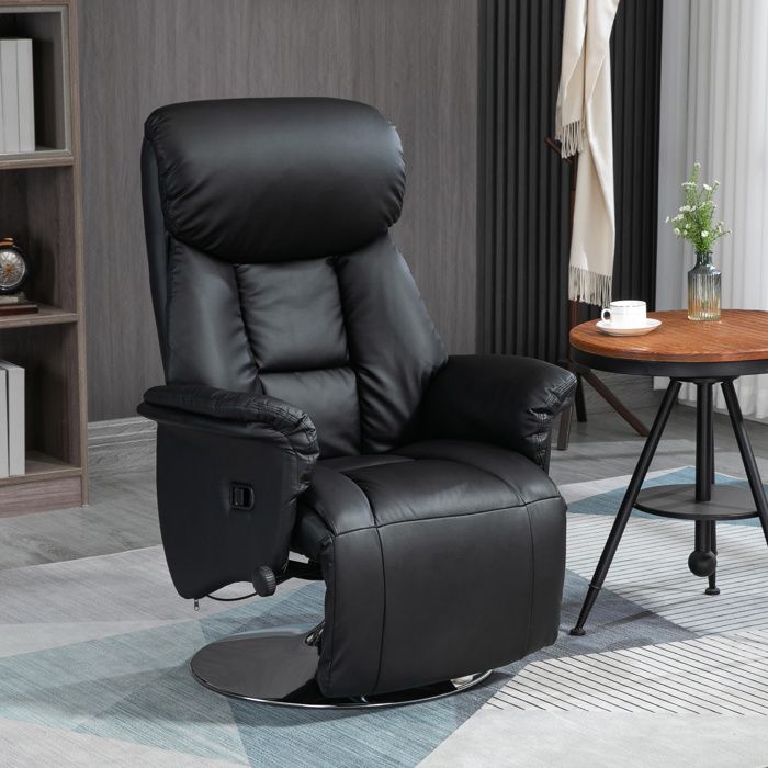 Fauteuil Relax Inclinable Repose-pied Réglable Pivotant 360° Piètement