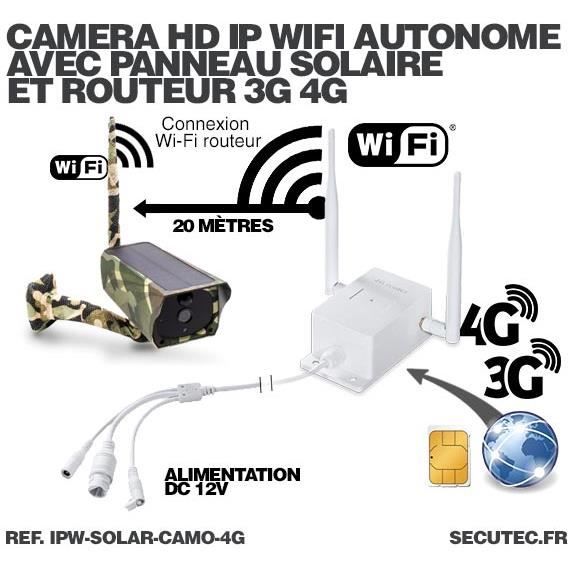 Caméra solaire IP Wi-Fi extérieure HD 1080P, détecteur de mouvement PIR,  vision nocturne et Notifications Push, 32 Go