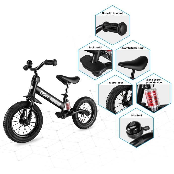 BESREY Draisienne Vélo d'équilibre avec Cadre antichoc et Pneus  pneumatiques de 12 pouces +Selle et Guidon réglables pour 3-6 ans -  Cdiscount Jeux - Jouets