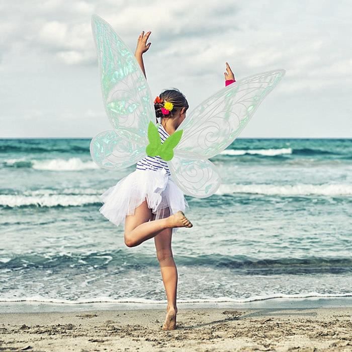 Costume Ailes De Fée Avec Diadème Et Oreilles – Organza Brillant, Réglable Pour Enfants Et Adultes