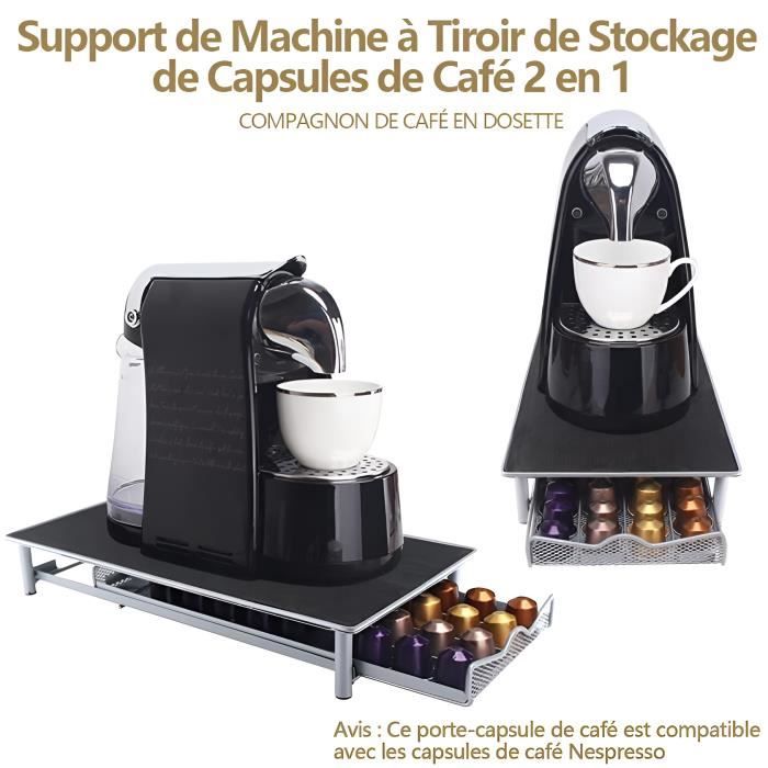 Porte-Capsules Support Cafetière Nespresso en Métal Noir 