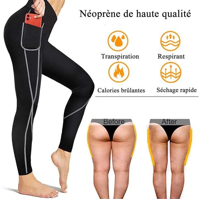 Legging de Sudation Femme - Néoprène - Taille XXXL - Noir - Fitness -  Respirant