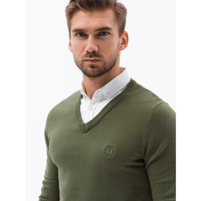 Pull Longsleeve avec Col Chemise Ombre Pour Homme Vert olivier Vert olivier Cdiscount Pret a Porter