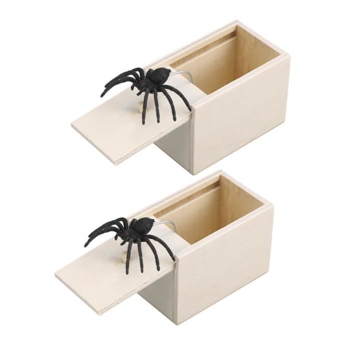 Boîte à farce en bois blague pratique maison bureau effrayer boîte à jouets farce  araignée enfants parents ami drôle jouer cadeau boîte surprenante