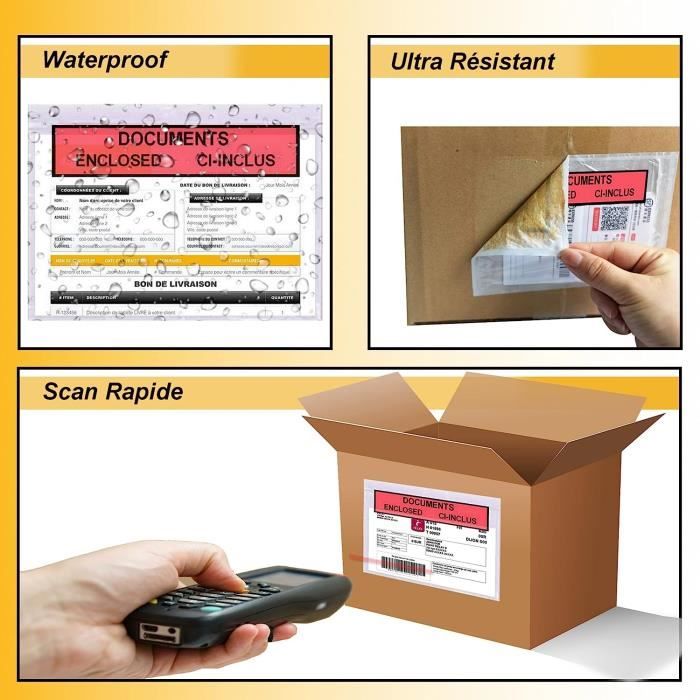 Pochette Porte Document Transparente Adh sive Enclosed Ci Inclus