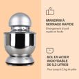 Robot pâtissier - Klarstein - 1200W - Robot cuisine - Bol mélangeur en inox de 5L - Robot multifonction - 6 vitesses - Gris-3