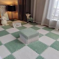 Tapis de Sol en Mousse avec Puzzle en Peluche Tapis en Peluche Doux Eva Mousse Puzzle Tapis Chaud imbriqué Infantile 30 * 30 * 1 cm(White Blue,10Pcs