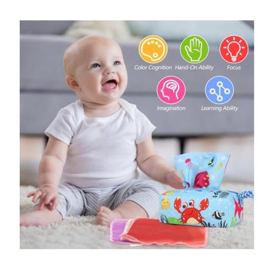 Boîte à Tissus pour Bébé,Bebe, Boîte à Mouchoirs en Tissu Jouets Sensoriels  Livre Jeux pour Bébés de 6 à 24 Mois - Cdiscount Jeux - Jouets