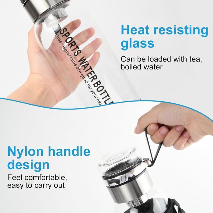 Tissting Bouteille D'eau En Verre 350ml, Bouteille Isotherme à Double Paroi Avec Infuseur Amovible En Acier Inoxydable Pour Maison, Bureau, Cuisine