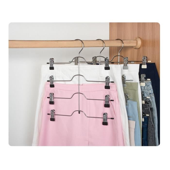 TODO HOGAR Cintre En Aluminium Avec Pinces Pour Jupes, Couleur Noire