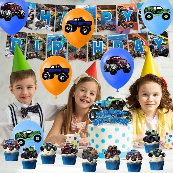Camion Monstre Anniversaire Déco , 32Pcs Monster Truck Ballons Set,,Camion Monstre  Ballons De Fête D'Anniversaire,Pour Enfant[u2816] - Cdiscount Maison