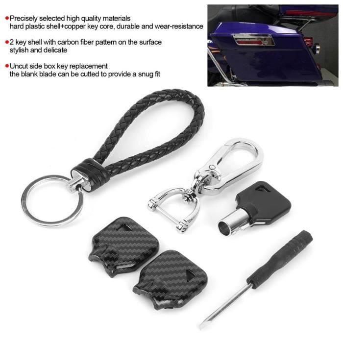 Cikonielf clé pour sac de réservoir Remplacement de clé de moto non coupé  avec coque de style en fibre de carbone pour sac de