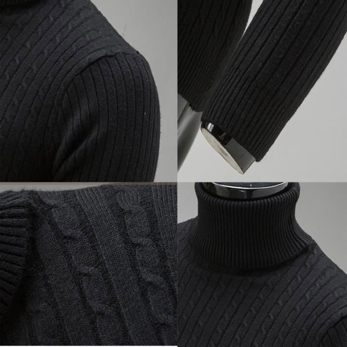 Pull Irlandais Pull Noir Homme Col RoulÃ© Anthracite Sombre Pull