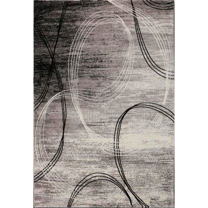 Tapis salon Tibet gris noir [160x230 cm] - Cdiscount Maison