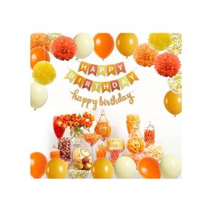 Décorations de fête d'anniversaire d'automne rose vif orange – 21 pièces bannière « Happy » pour femmes, banderoles en papier rainurées pour filles, lanternes en nid d'abeille, fleurs en tissu Décorations de fête d'anniversaire d'automne rose vif orange – 21 pièces bannière « Happy » pour femmes, banderoles en papier rainurées pour filles, lanternes en nid d'abeille, fleurs en tissu