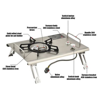 Réchaud à Gaz Pliable Portable - Camping, Pique-nique, Compatible Tables IGT - Argenté