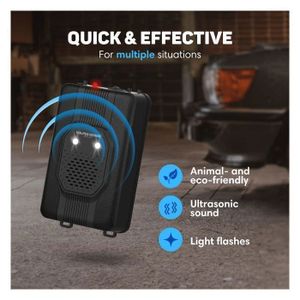 Gardigo® Répulsif à Martres Ultrasons Flex | Anti-Fouine Voiture & Maison | Piles AA Ou 12V | Ultrasons 12-24 KHz + LED | Protection 60m²