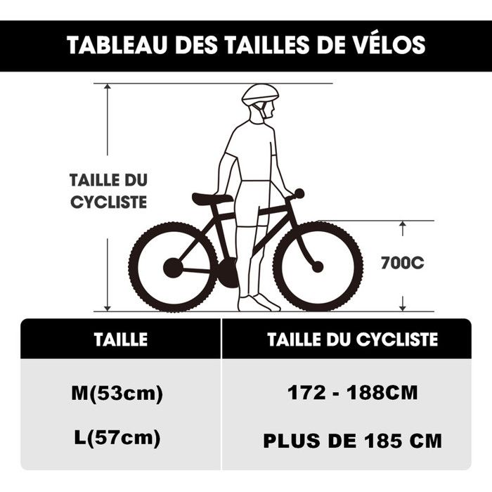 Vélo De Route Hiland 28 Pouces 700C – 14 Vitesses – Cadre Acier Hi-Ten – Pour Homme Et Femme – Taille 54 Cm (1m70 à 1m80)