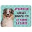 Pancarte Métal Attention Au Chien Berger Australien