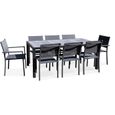 Ensemble table et chaises de jardin - 185 x 95 x 74 cm - Aluminium - Oviala - Gris-0