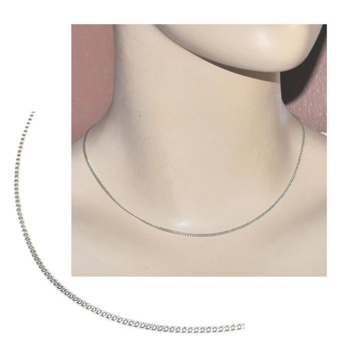 2 mm 14k Hamilton or plaqué argent sterling 925 italien COLLIER grosse chaîne