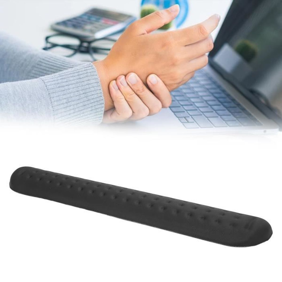Laokiiy Support de clavier incliné en acrylique - 3 niveaux de réglage de la hauteur et repose-poignet - Blanc - Compatible avec tous les claviers