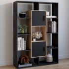 IDMARKET Etagère bibliothèque COLETTE avec 11 compartiments et 2 cases noir et effet bois 143 cm