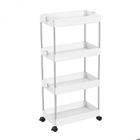 Desserte, chariot de rangement à roulettes large - 4 étagères - Blanc - Linxor
