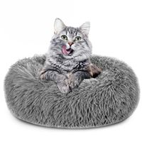Lit pour chats moelleux 50 cm - Panier pour chats Coussin pour chats Lit pour chats rond cat bed Gris clair