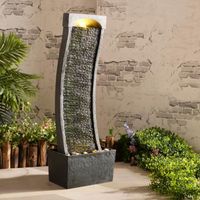 Fontaine de jardin - Teamson Home - Finition pierre - Cascade - Electrique - Avec éclairage LED