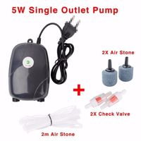 (5W With Accessories / EU Plug)Mini bulleur compresseur à clapet anti-retour, accessoire pour aquarium,pompe à air à sortie simple o
