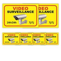 Autocollant Videosurveillance Alarme maison Lot x6 : 150x100mm (x2) + 75x50mm (x4) - Anti UV - garantie 5 ans - SARJ
