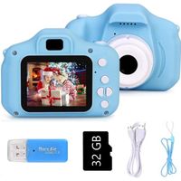 Appareil Photo Enfants - KAKOO - Mini Caméra - 800w MEGAPIXEL - 720P - 32G Carte - Bleu
