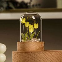 Veilleuses tulipes LED de table, lumières d'ambiance décoratives, lampe tulipe, ornement jaune