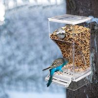 Pwshymi mangeoire pour oiseaux anti-éclaboussures Mangeoire automatique pour oiseaux, anti-éclaboussures, animalerie hygiene