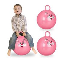 Hüpfball Kinder - RELAXDAYS - Hase - Mit Griff - Drinnen und Draußen - Weich - 45 cm Durchmesser - Pink