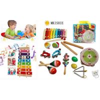 14PCS Instruments de Musique Jouets de Percussions Instruments avec Sac de Transport Pour Enfant Comme Cadeau à Noël,Anniversaire
