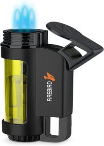 Briquet Tempête 3 Jets Rechargeable - Flamme Puissante Résistante Au Vent - Réglable - Gaz Non Inclus