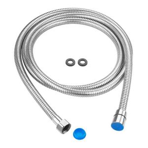 2 m Tuyau de Douche Flexible T/élescopique avec Bouchon en Cuivre Flexible R/étractable pour Douchette WC et Bidet Blanc noir, blanc 2 Pi/èces Flexible de Douche