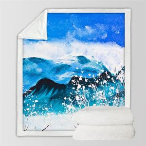 JETÉE DE LIT - BOUTIS Couverture de lit Montagnes de Neige Aquarelle - Marque - 60x120cm - Multicolore - Enfant