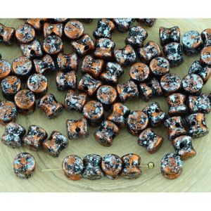 60pcs métallisé Preciosa Pellet Diablo Dogbone Tchèque Perles De Verre 4 mm x 6 mm