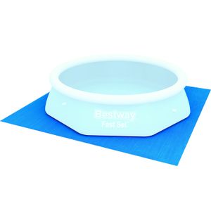 BÂCHE - COUVERTURE  Tapis de sol - BESTWAY - Toile de fond pour piscine 274 x 274 cm - Bleu - Carré - Protège le fond de la piscine