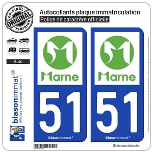 Marne Paire Sticker immatriculation 51