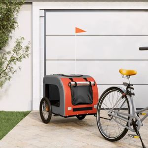 REMORQUE VÉLO ETO- Remorque de vélo pour chien orange et gris ti