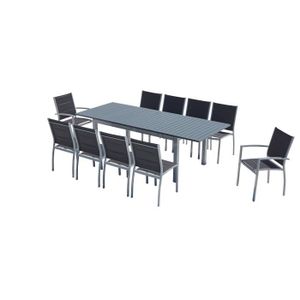 Ensemble table et chaise de jardin Salon de jardin - 10 places - AREZZO  - Concept Usine - extensible - Aluminium - contemporain - Gris