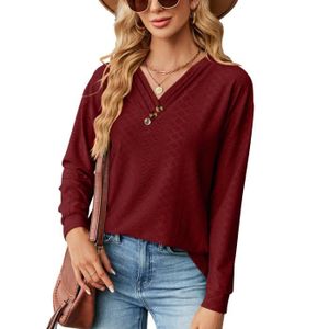 PULL Femme Pull Col V Avec Boutons Manches Longues Casu