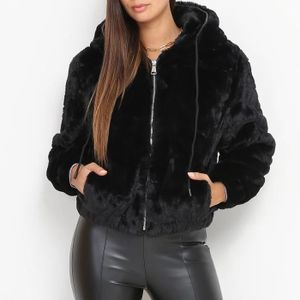 Veste noire fourrure femme outlet