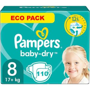 COUCHE PAMPERS BABY DRY TAILLE 8 110 COUCHES + 17 KG