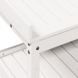 TABLE DE REMPOTAGE BAU Table de rempotage avec étagères blanc bois massif de pin - Pwshymi - JHR15324